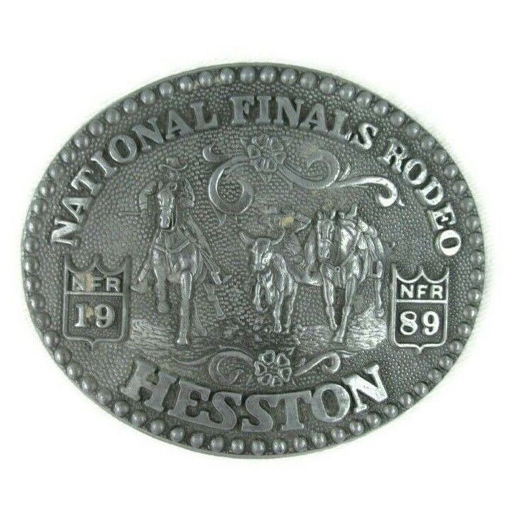 1989 Hesston Belt Buckle National Finals Rodeo Steer Dogging 7th Ed Fred Fellows